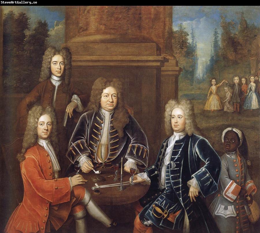 unknow artist Elibu Yale the 2nd Duke of Devonshire,Lord James Cavendish,Mr Tunstal and a Page